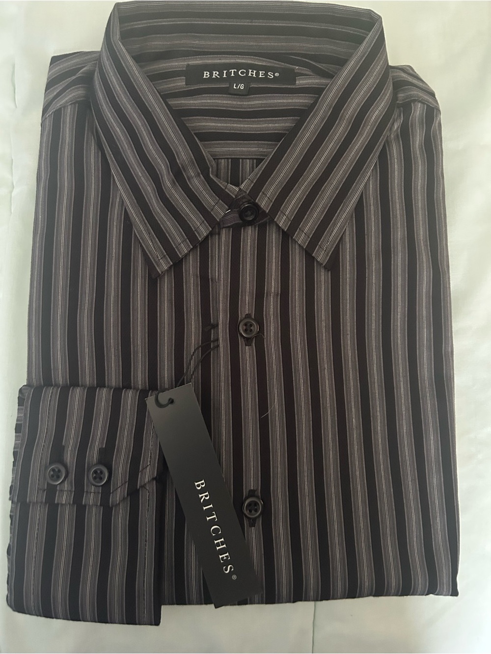 Men's Black and Gray Stripe Dress Shirt